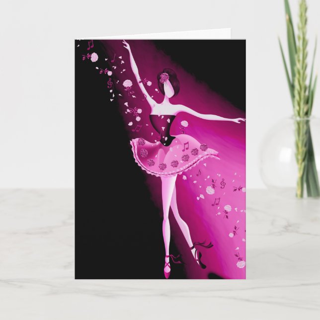 Beautiful Ballerina & Roses Greetings Card (Front)