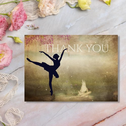 Beautiful Ballerina Swan Lake Dance Vintage Thank You Card