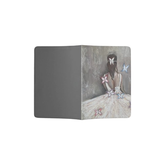 Beautiful Ballerina with butterfies Passport Holder (Opened)