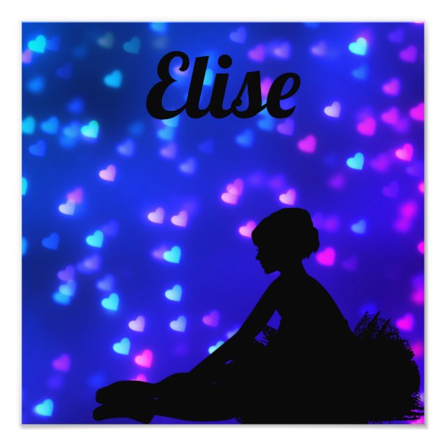 Beautiful Ballerina with Floating Hearts Photo Print (Front)