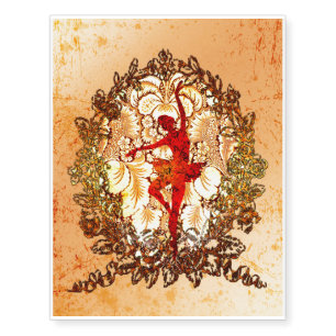 Beautiful ballerina with flowers temporary tattoos