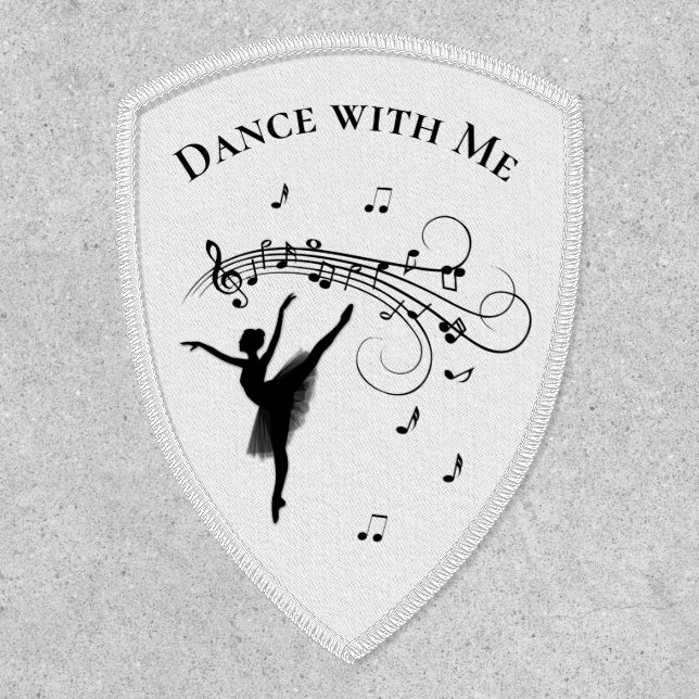 Beautiful Ballet Dancer w/ Music White Personal Patch (Front)