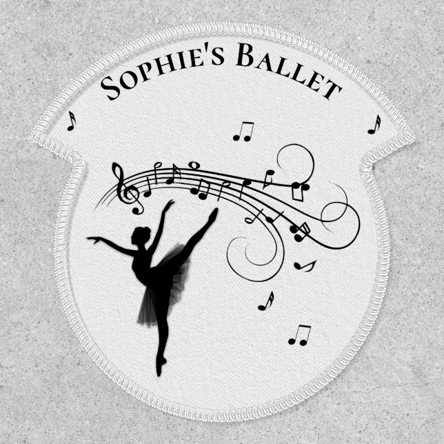 Beautiful Ballet Dancer w/ Music White Personal Patch (Front)
