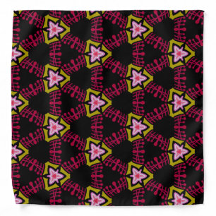 Beautiful Bandana Jimette yellow pink white on bla