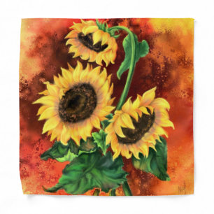 Beautiful Bandana Three Sunflowers