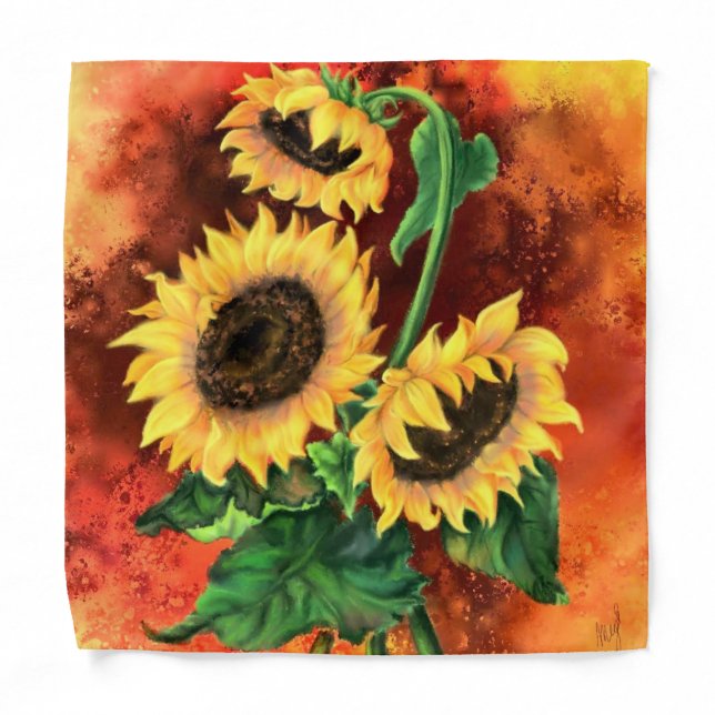 Beautiful  Bandana Three Sunflowers (Front)