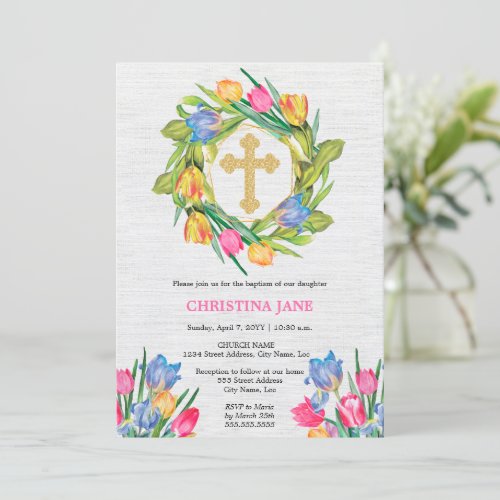 Beautiful Baptism Floral Invitation