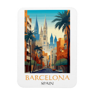 Beautiful Barcelona Spain Retro Vintage Travel Magnet