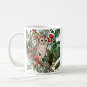 Beautiful Barn Owl and Vintage Florals Coffee Mug