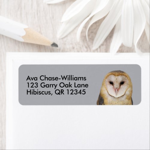 Beautiful Barn Owl Bird of Prey Label