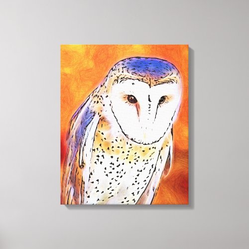 Beautiful Barn Owl Bird With White Face Canvas Print