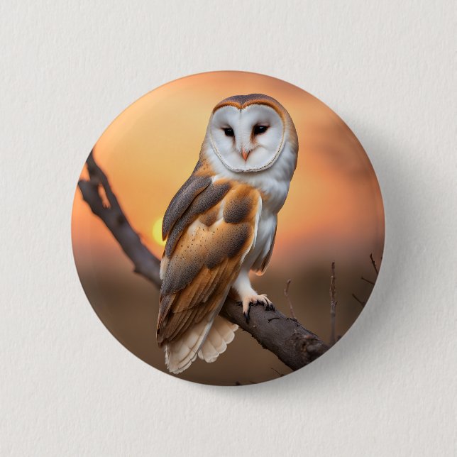 Beautiful Barn Owl Button (Front)