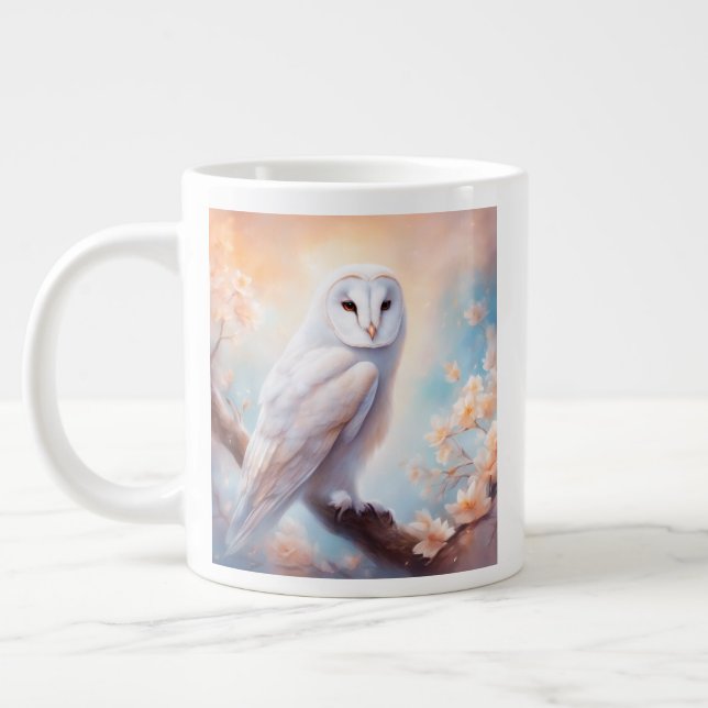 Beautiful Barn Owl Flowers  Giant Coffee Mug (Left)