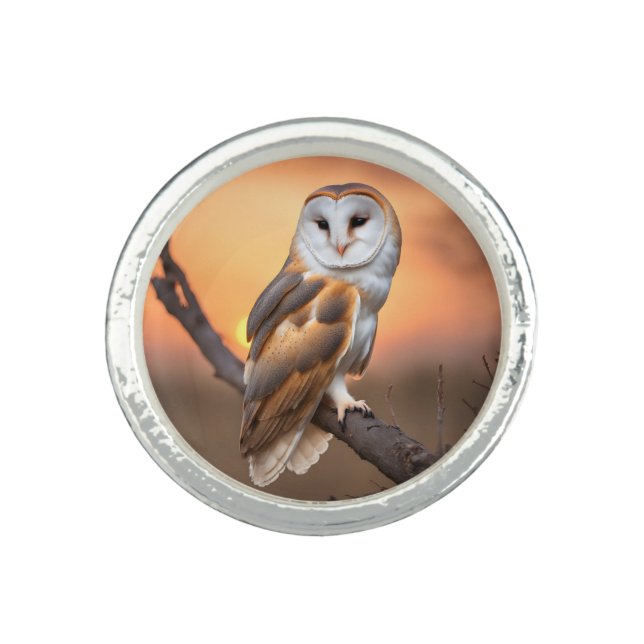 Beautiful Barn Owl Ring (Front)