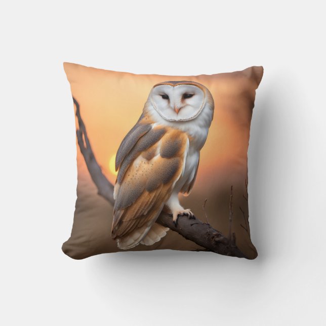 Beautiful Barn Owl Throw Pillow (Front)