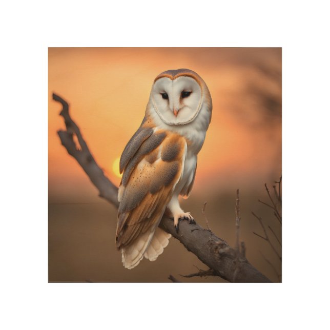 Beautiful Barn Owl Wood Wall Art (Front)
