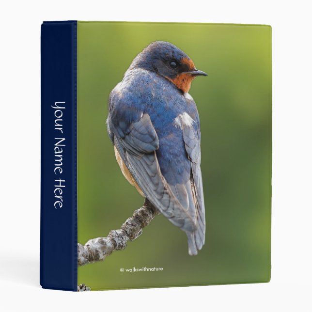 Beautiful Barn Swallow on a Branch Mini Binder (Front/Spine)