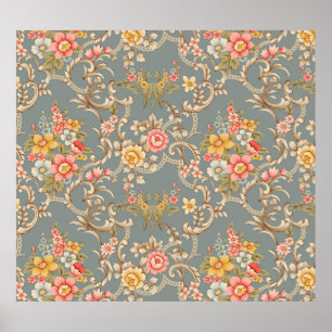 Beautiful Baroque Ornament style border design han Poster
