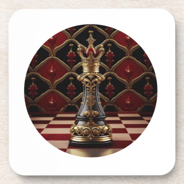 Beautiful Baroque Styled Chess Piece - The Queen Beverage Coaster (Front)