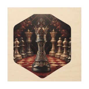 Beautiful Baroque Styled Chess Piece - The Queen Wood Wall Art