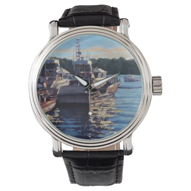Beautiful Bass Harbor Maine Fishing Boat Scene Watch (Front)