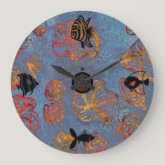 Beautiful Bathroom Shells-n-Fish Large Clock