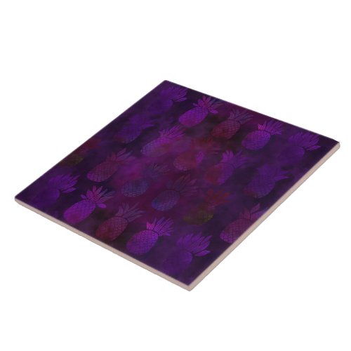 Beautiful batik pineapple pattern on deep purple ceramic tile