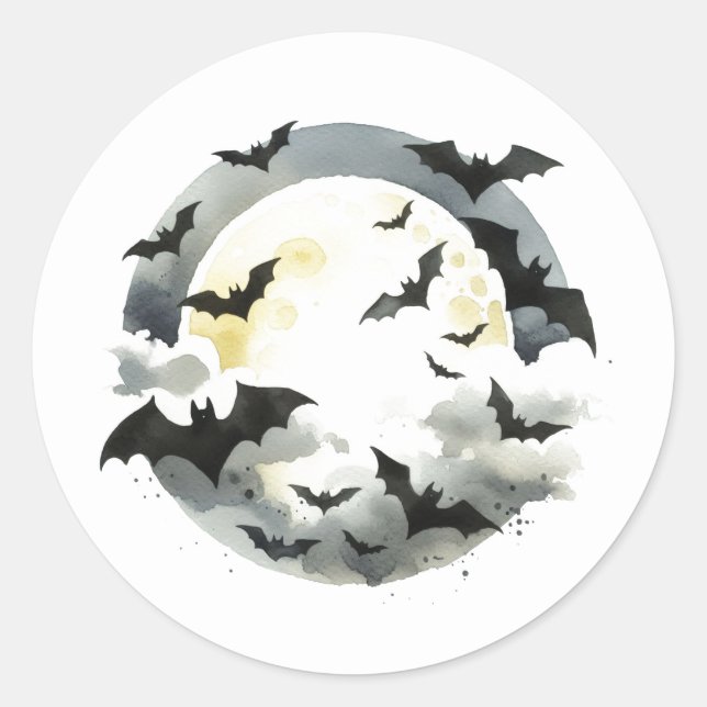 Beautiful Bats Halloween Classic Round Sticker (Front)