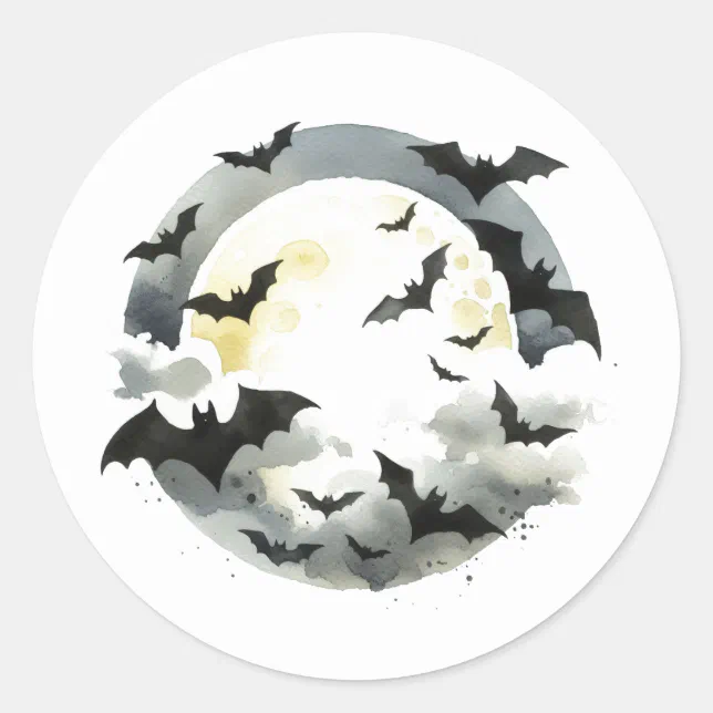 Beautiful Bats Halloween Classic Round Sticker | Zazzle