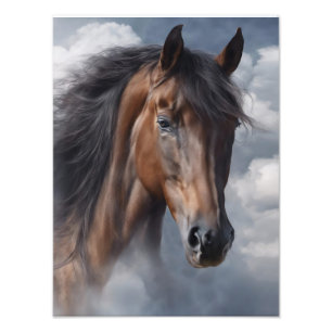 Beautiful Bay Horse Art Photo Print