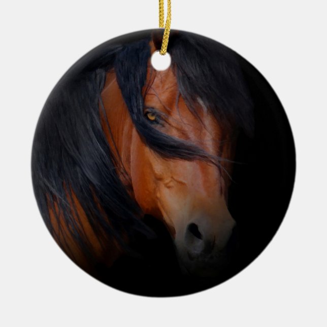 Beautiful Bay Horse Ornament (Front)
