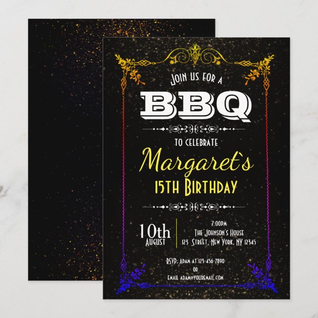 Beautiful BBQ Birthday Party Invite (Front/Back)