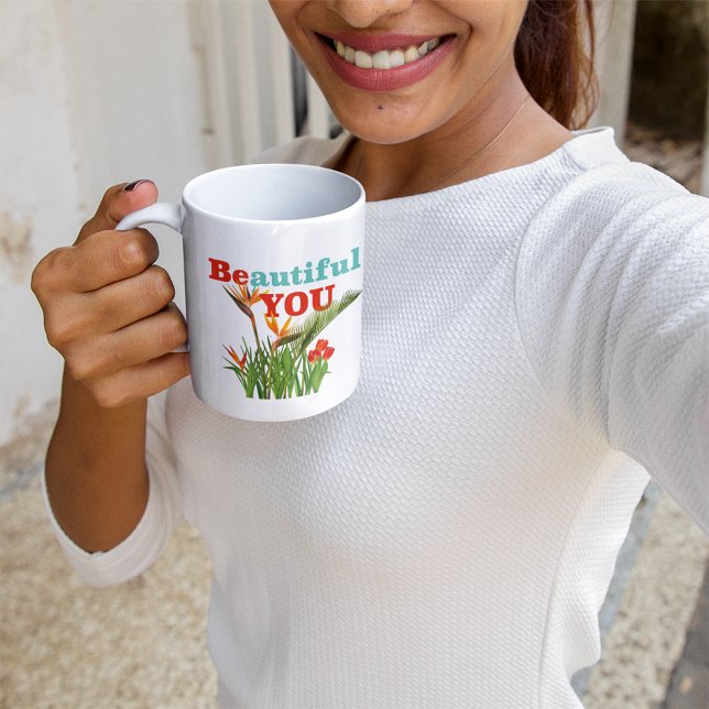 Beautiful Be You Monogram Orange Garden Floral Coffee Mug (Creator Uploaded)