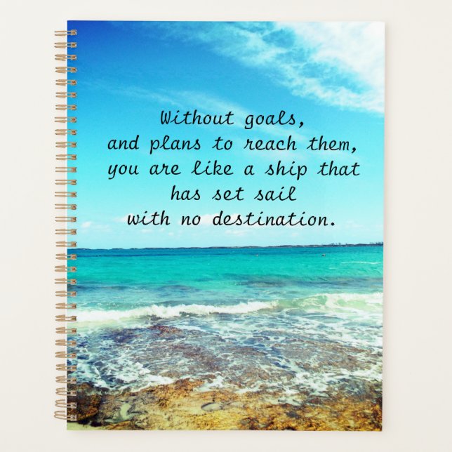 Beautiful Beach and a Perfect Motivational Quote Planner (Front)