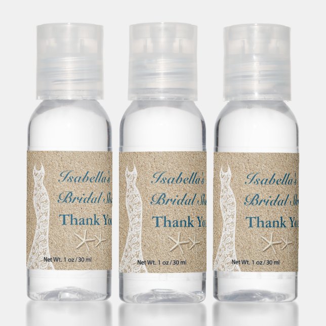 Beautiful Beach Bridal Shower Hand Sanitizer (Set)