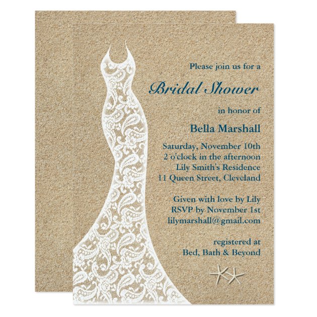 Beautiful Beach Bridal Shower Invitation Turquoise