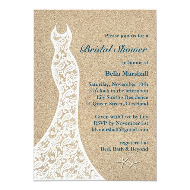 Beautiful Beach Bridal Shower Invitation Turquoise