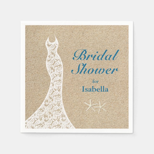 Beautiful Beach Bridal Shower Napkin (Front)