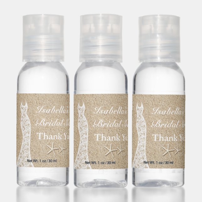 Beautiful Beach Bridal Shower White Hand Sanitizer (Set)
