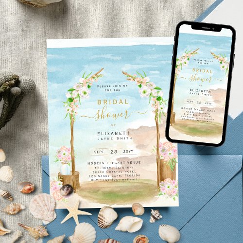 Beautiful Beach Coastal Bridal Shower Invitation
