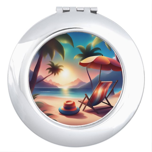 beautiful beach compact mirror (Front)