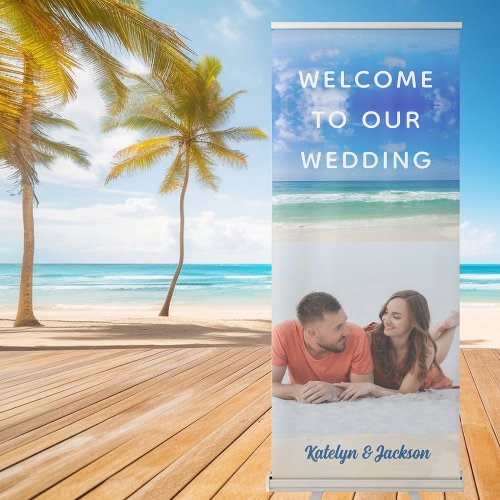 Beautiful Beach Couple Photo Wedding Welcome Retractable Banner