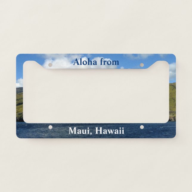 Beautiful Beach Custom Blue Ocean Maui Hawaii License Plate Frame (Front)