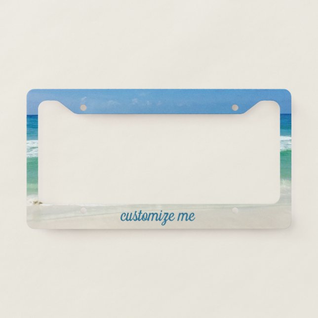 Beautiful Beach Custom Blue Ocean Photography License Plate Frame (Front)
