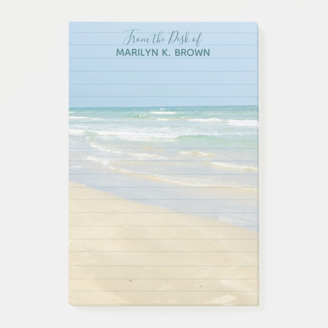 Beautiful Beach Custom Seashore Lined Post-it Notes (Front)