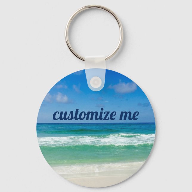 Beautiful Beach Custom Seaside Photography Keychain (Front)