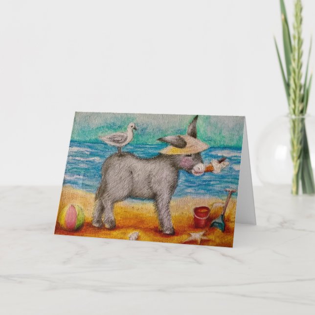 Beautiful beach donkey card (Front)