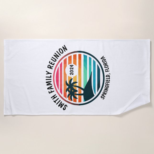 Beautiful Beach, Family Reunion, Custom Vacation Beach Towel (Front)