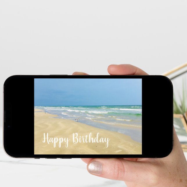 Beautiful Beach Happy Birthday Card (Front Digital)