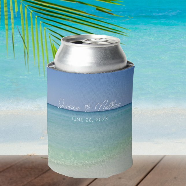  Beautiful Beach Horizon Personalized Wedding Can Cooler (Creator Uploaded)